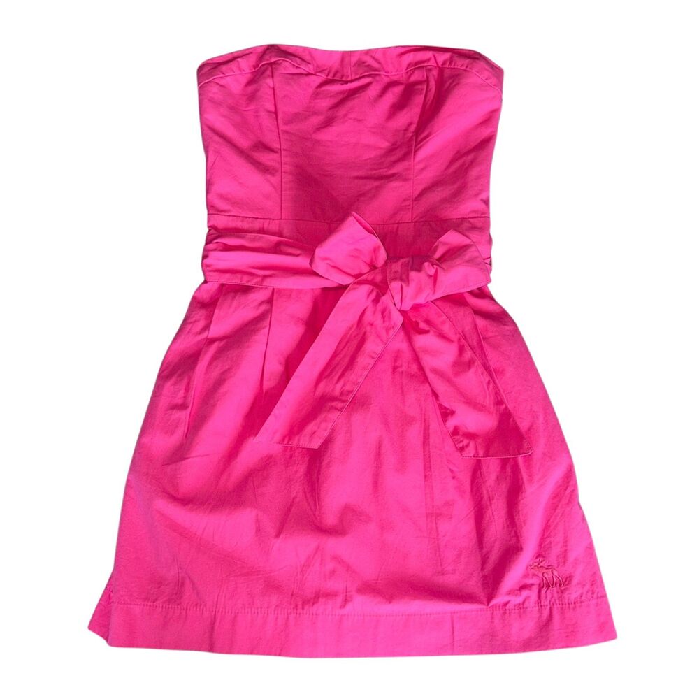 Abercrombie & Fitch Vintage Y2K Pink Strapless Mini Dress Bow Waist Size Small